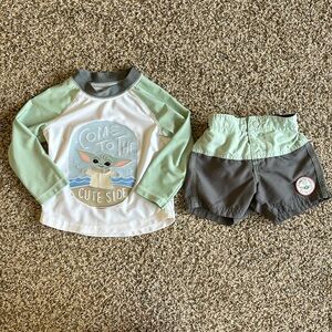 GAP Kids Swim Rashguard Set - White, Gray, Green